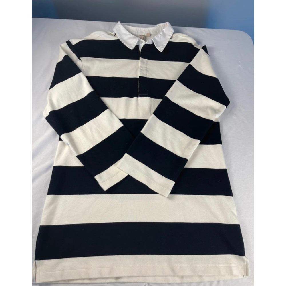 Dolan Left Coast Collection Womens Black White Long Sleeve Rugby Shirt Dress Med